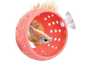 Fhiny Betta Tunnel, Aquarium Betta Fish Hideout with Suction Cup Fish Tank Tunnel Shrimp Cave Aquarium Decor Fish Tank Accessories for Small Fish Shrimp Betta Guppy Hiding Resting (Pink)
