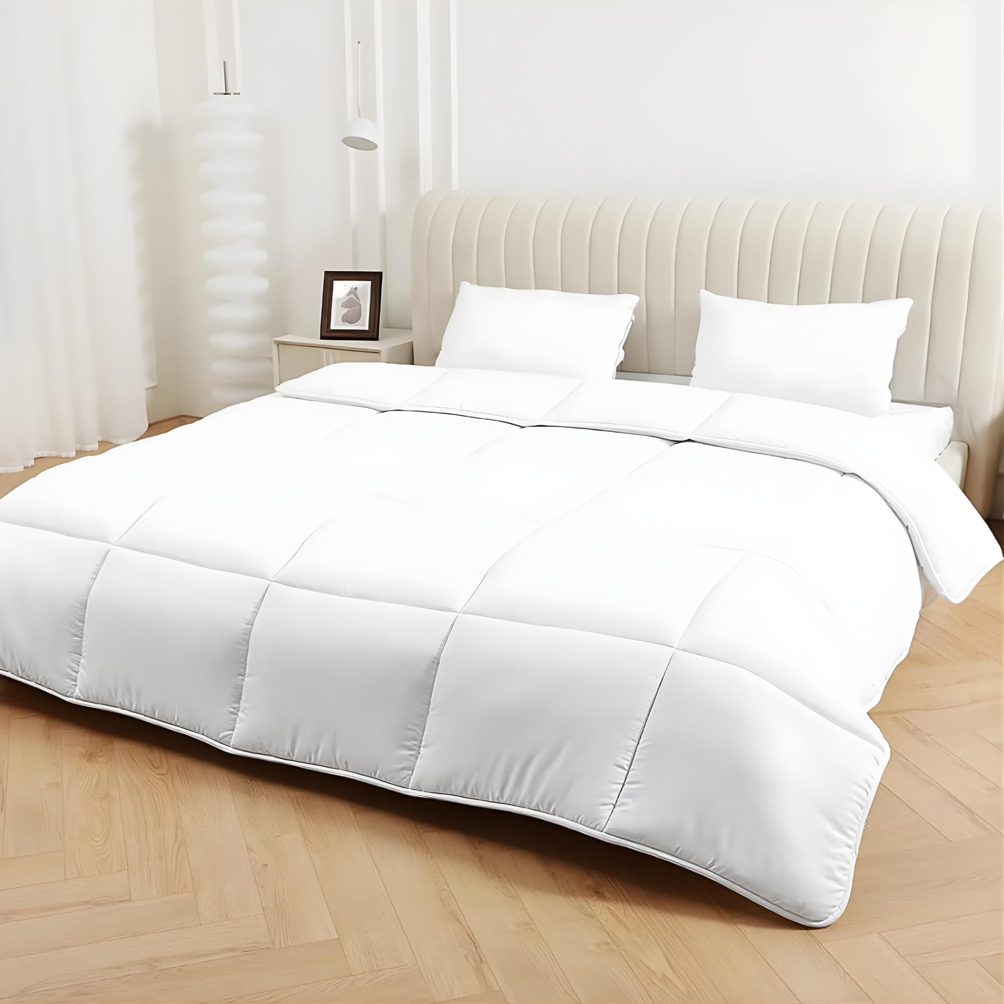 DN COLLECTION Double Duvet 1.5 Tog | Premium Microfibre Duvet Double | Cool Summer Box Stitched Design Quilts | Soft Touch, Anti-allergy & Feels Like Down Double Quilt (200x200cm)