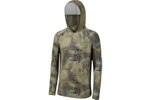 BASSDASH UPF 50+ Men’s Hunting Shirts with Mask Long Sleeve Camo Fishing Hoodie