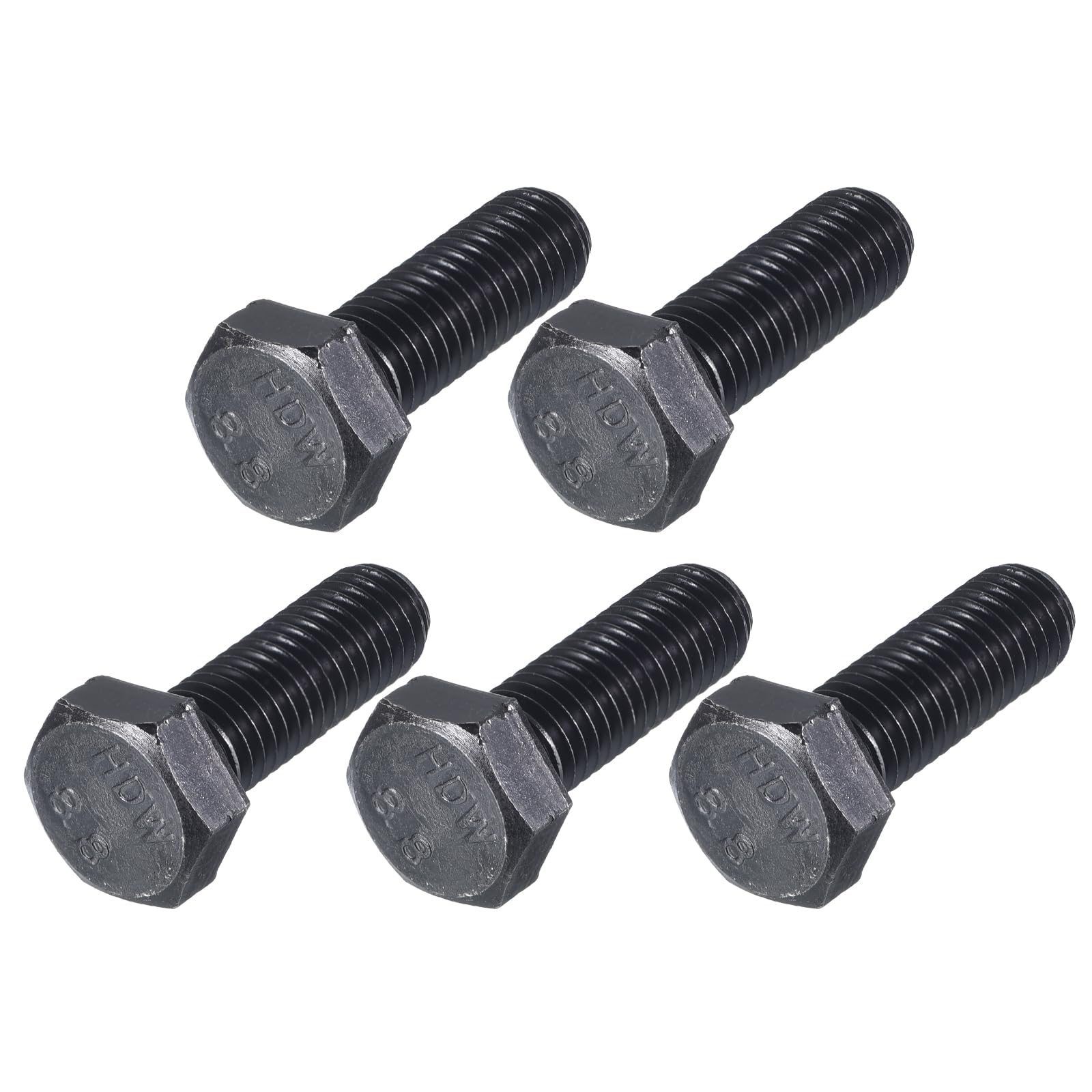 METALLIXITY Hex Bolts (M10-1.5x30mm) 5Pcs, 8.8 Grade Carbon Steel Fully Threaded Black Oxide, Coarse Thread UNC Hex Head Screw Bolt - for Furniture Repair