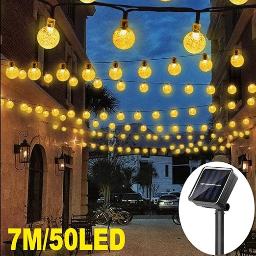 Guirnalda luces exterior solares, 7M 50 LED Cadena de