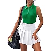COOrun Women's Golf Polo Shirt Sleeveless Tennis Tops 50+ UV Protection Shirts Quick Dry Collared Activewear