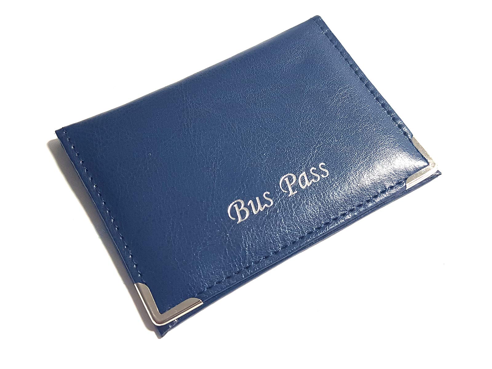 Lorenz Leather Effect Grained PU Bus Pass Cover Holder with Zip up Coin Pocket- Blue