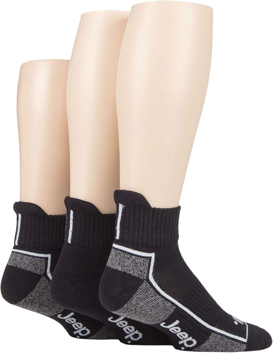 Jeep Mens Cushioned Sports Ankle Socks Pack of 3 Black 611 Amazon.co