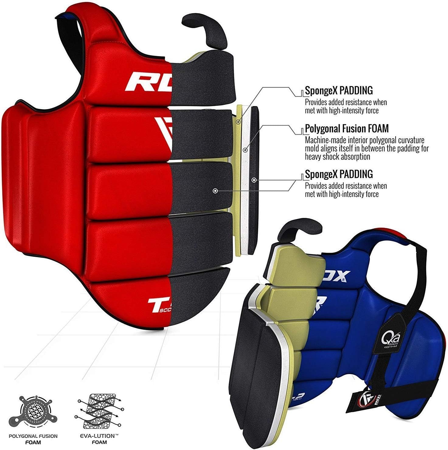 RDX TKD Chest Guard Boxing MMA Body Protector Martial Arts WTF Reversible Rib Shield Armour Taekwondo Target Training Kickboxing : Sports & Outdoors