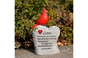 Jiasku Cardinal Decor Garden Decor,Red Cardinal Memorial Stones for Loved Ones, Cardinal Bird Figurine,Garden Sculptures & Statues, Outdoor Decor for Balcony, Yard, Lawn, Pathway, Walkway