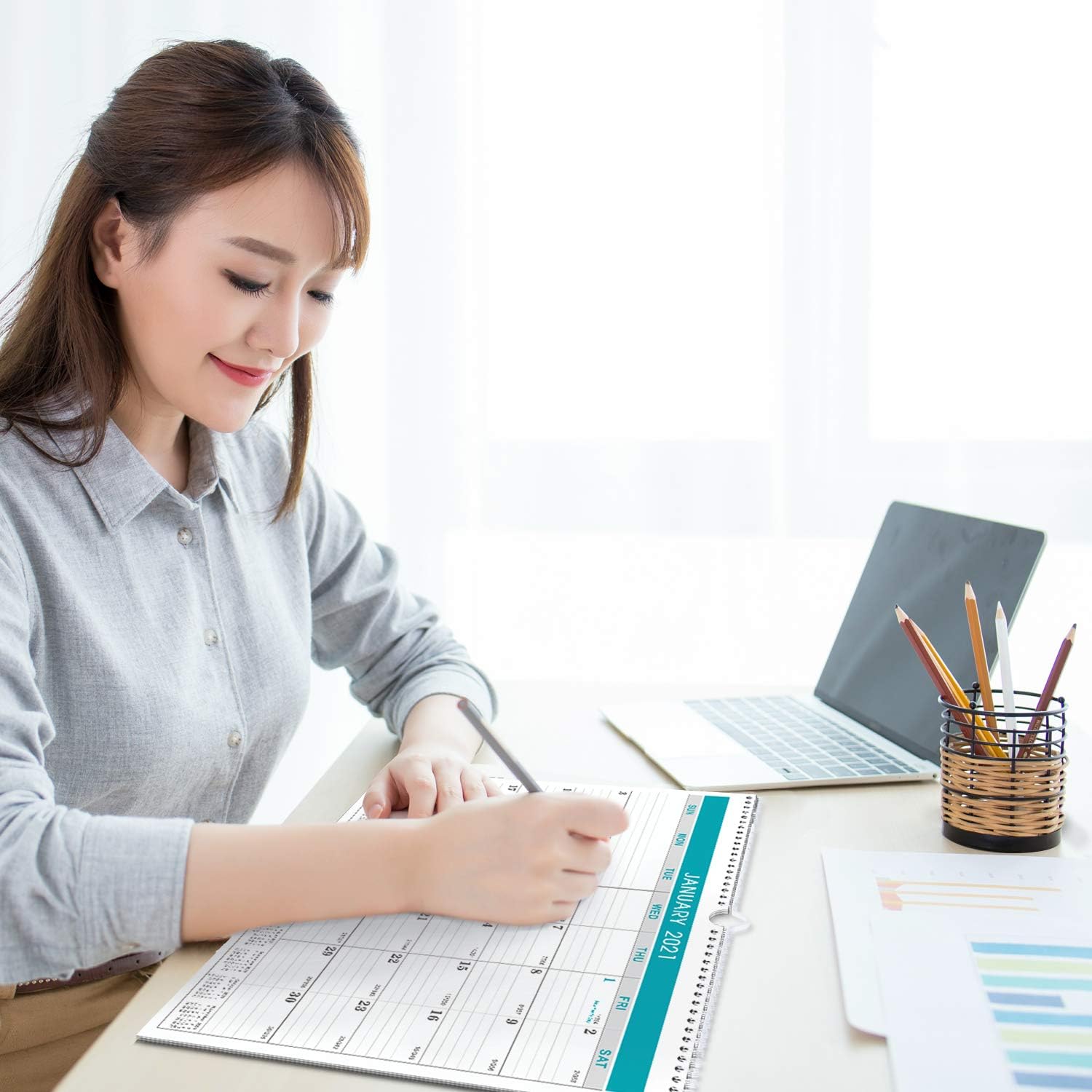 2021 Calendar - Monthly Wall Calendar with Julian Date, Thick Paper Perfect for Organizing & Planning, Yearly Planner + Yearly Overview, 11.5 x 15 Inches, Wire-Bound : Office Products
