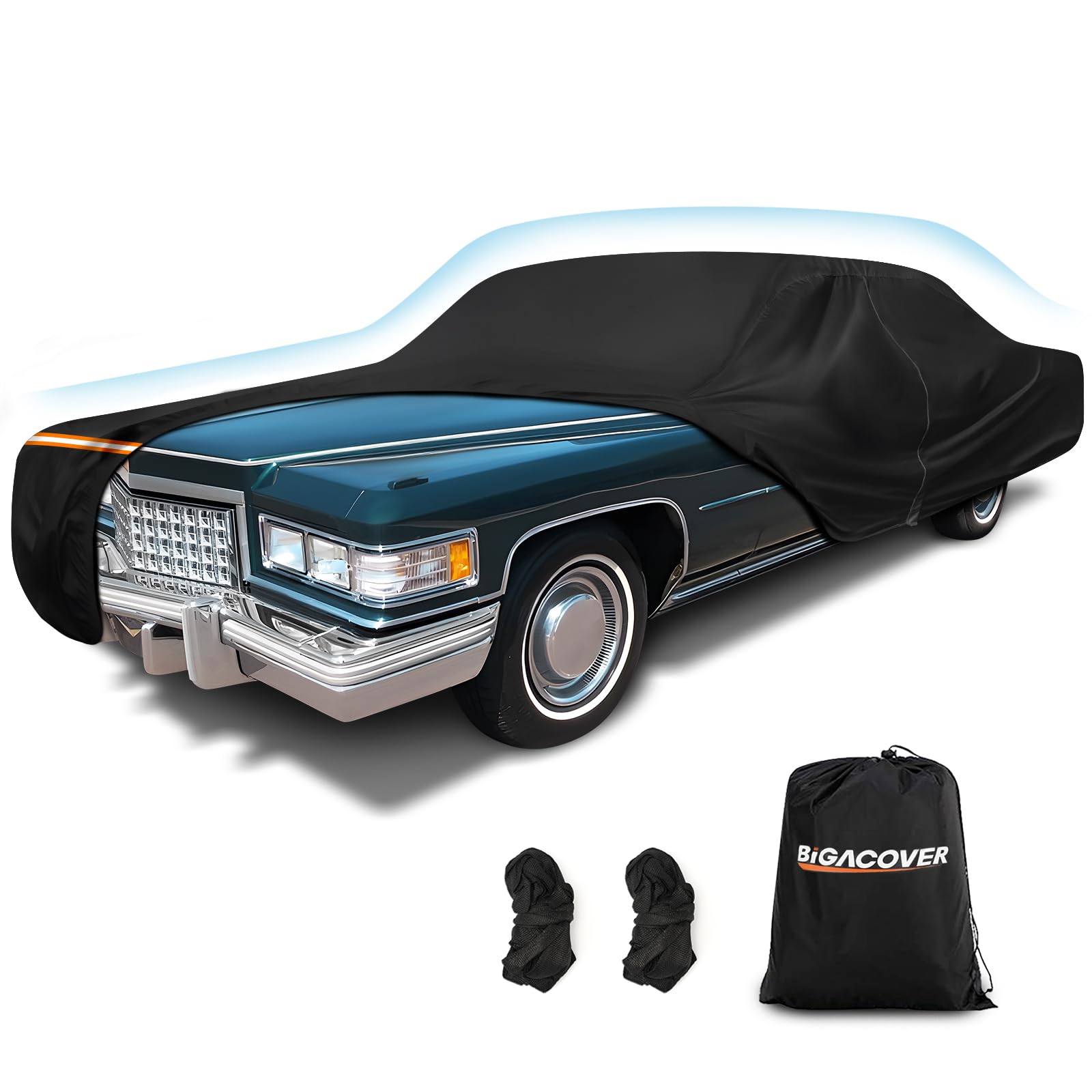 Photo 1 of BIGACOVER Car Cover for Cadillac Deville 1959-1984 Sedan de Ville 4 Door Car Covers All Weather Protection Waterproof Windproof Outdoor Full Car Cover with Door Zipper