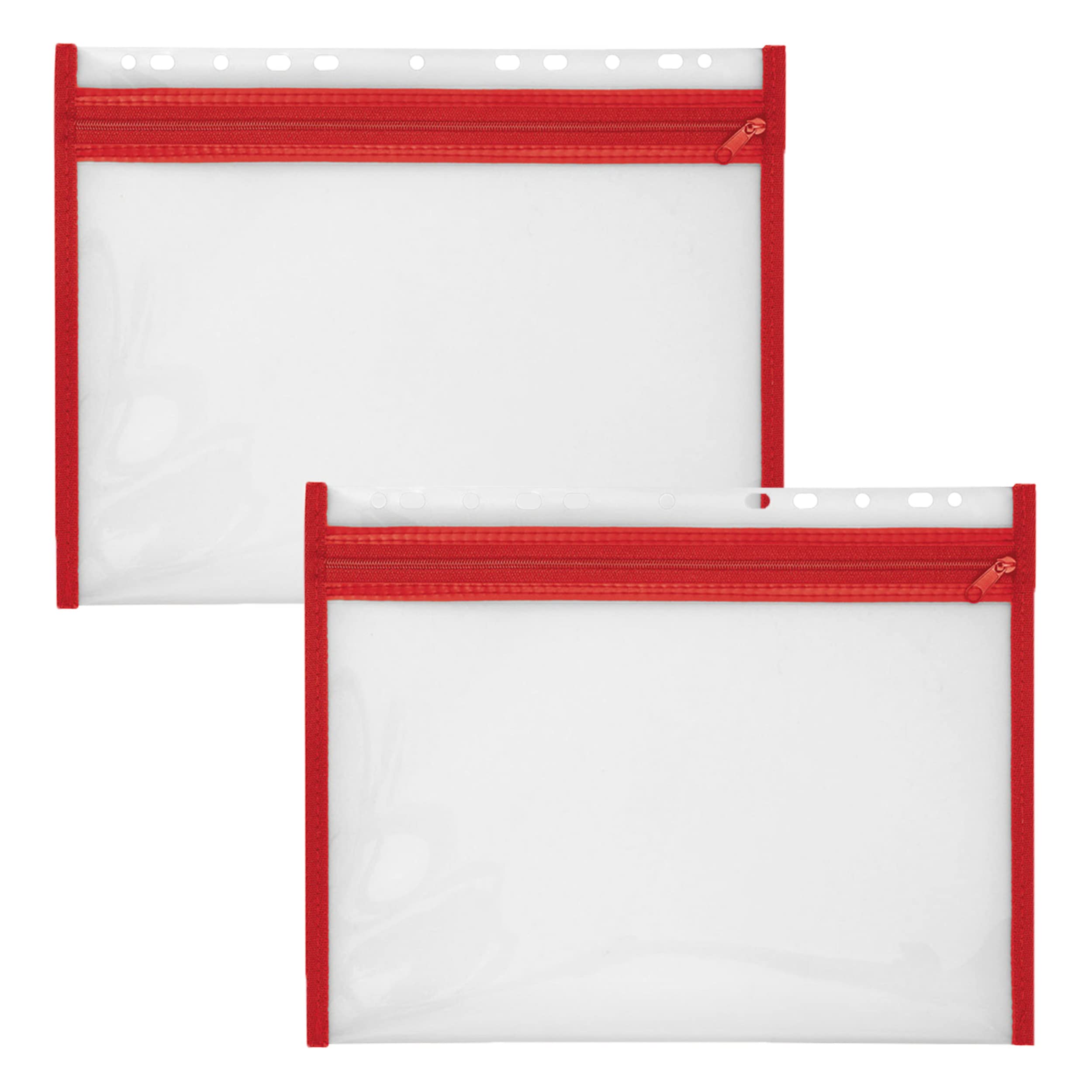 VELOFLEX A435402 Document Case with Zip, Pack of 2, DIN A4, Filable, Red, Velobag XS, Zip Pocket