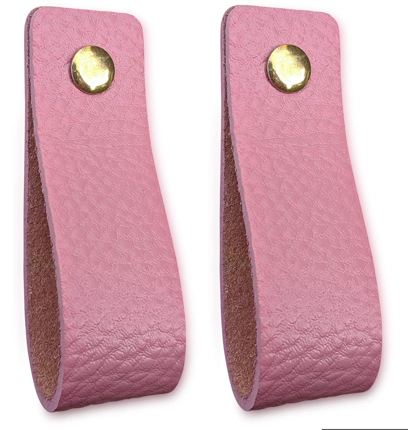 Brute Strength - Leather Handles for Furniture - Old Pink - 2 pcs - 16,5 x 2,5 cm - Cabinet Handle, Door Handle for Kitchen, Bathroom, cabinets, Dresser, Wood