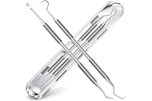 G.CATACC 2 Pack Dental Tools for Teeth Cleaning, Metal Dental Pick Hygiene Kit for Home Use, Stainless Steel Tooth Scraper Ta