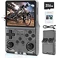 FHYRGF[30000 in 1 R40S PRO Handheld Game Console 3.5 inch IPS Screen Mini Retro Console 3800mAh Portable Pocket Arcade 12+ Mainstream Emulator 256G TF Card Transparent.(Black)