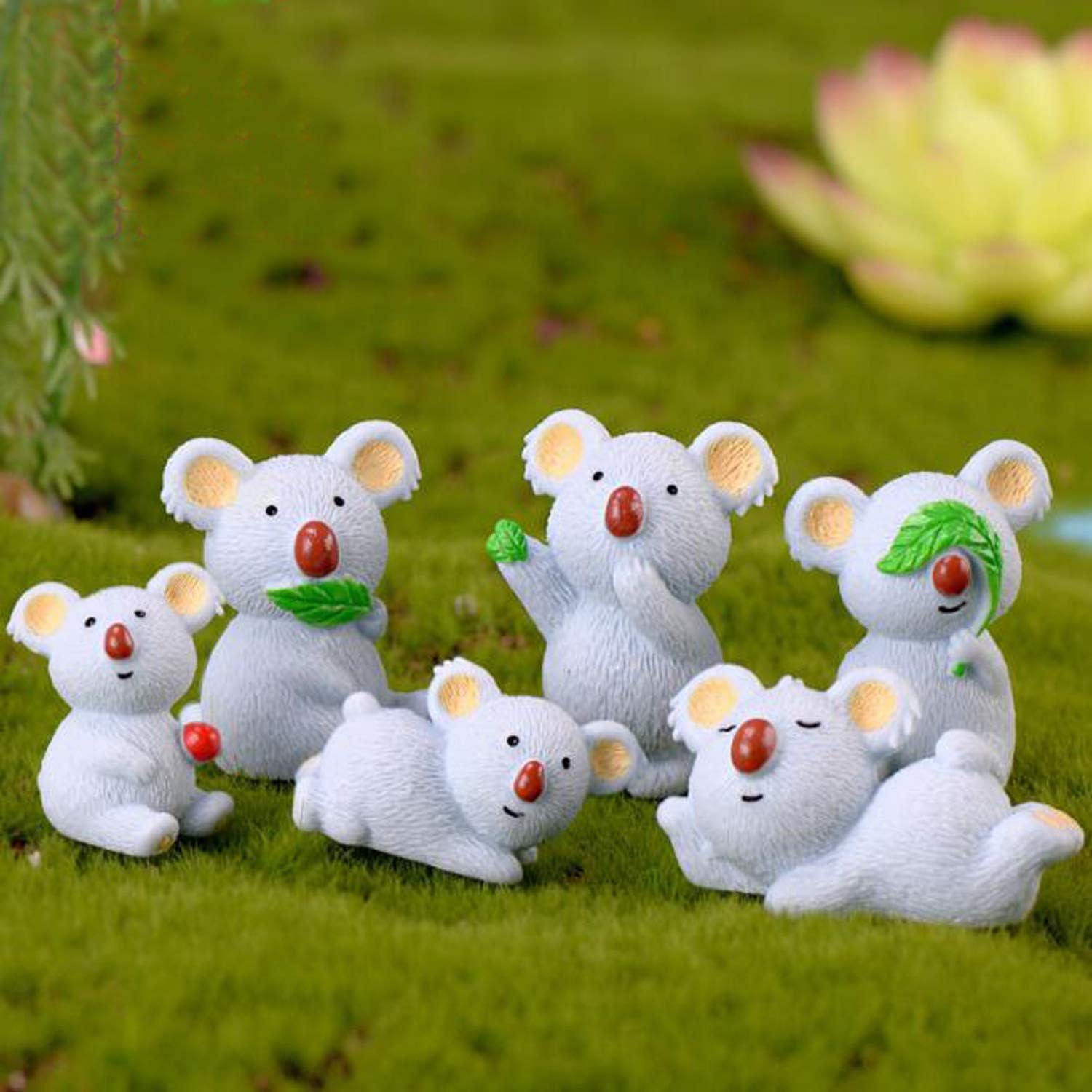 Ruzucoda Miniature Koala Bear Figure Animal Toys Fairy Garden Party Decorations 6 PCS