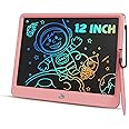 TEKFUN Toys for Girls 12in LCD Writing Tablet, Erasable Doodle Board with Anti-Lost Stylus, Mess Free Coloring Drawing Board, Travel Car Trip Games Toys Birthday for 3 4 5 6 7 Girls Pink