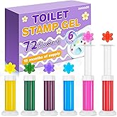 AstrivixDD 6 Pack Toilet Gel Stamp, 72 Stamps 6 Kinds Of Scent Toilet Bowl Cleaner Gel, Long-Lasting Flowers Shaped Bathroom Freshener, Keeps Toilet Fresh Fragrant and Clean