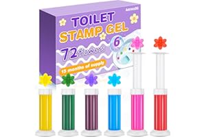 AstrivixDD 6 Pack Toilet Gel Stamp, 72 Stamps 6 Kinds Of Scent Toilet Bowl Cleaner Gel, Long-Lasting Flowers Shaped Bathroom Freshener, Keeps Toilet Fresh Fragrant and Clean