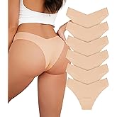Beafulrab Women Seamless Underwear Soft No Show Stretch Bikini Invisibles Hipster V Cut Panties 6 pack
