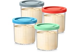 Omnikit Containers Replacement for Ninja Creami Pints and Lids - 4 Pack, 16oz Cups Compatible with NC301 NC300 NC299AMZ NC290 Series Ice Cream Maker - Airtight Anti-slip (Original series - 4 pack -1)