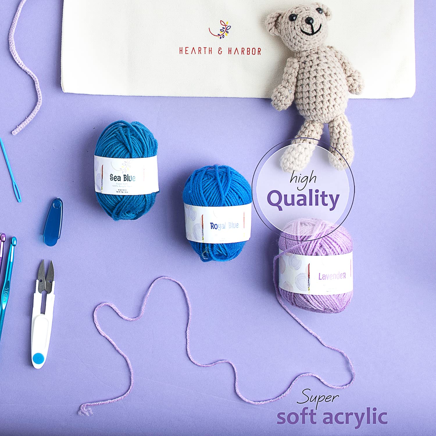 Soft Acrylic Yarn for Crocheting - 2400 Yards Crochet Yarn for Crocheting, Amigurumi Yarns for Knitting, Bulk, Perfect for Crafts, Crochet Amigurumi, and Knitting - 24 Pack x 50g