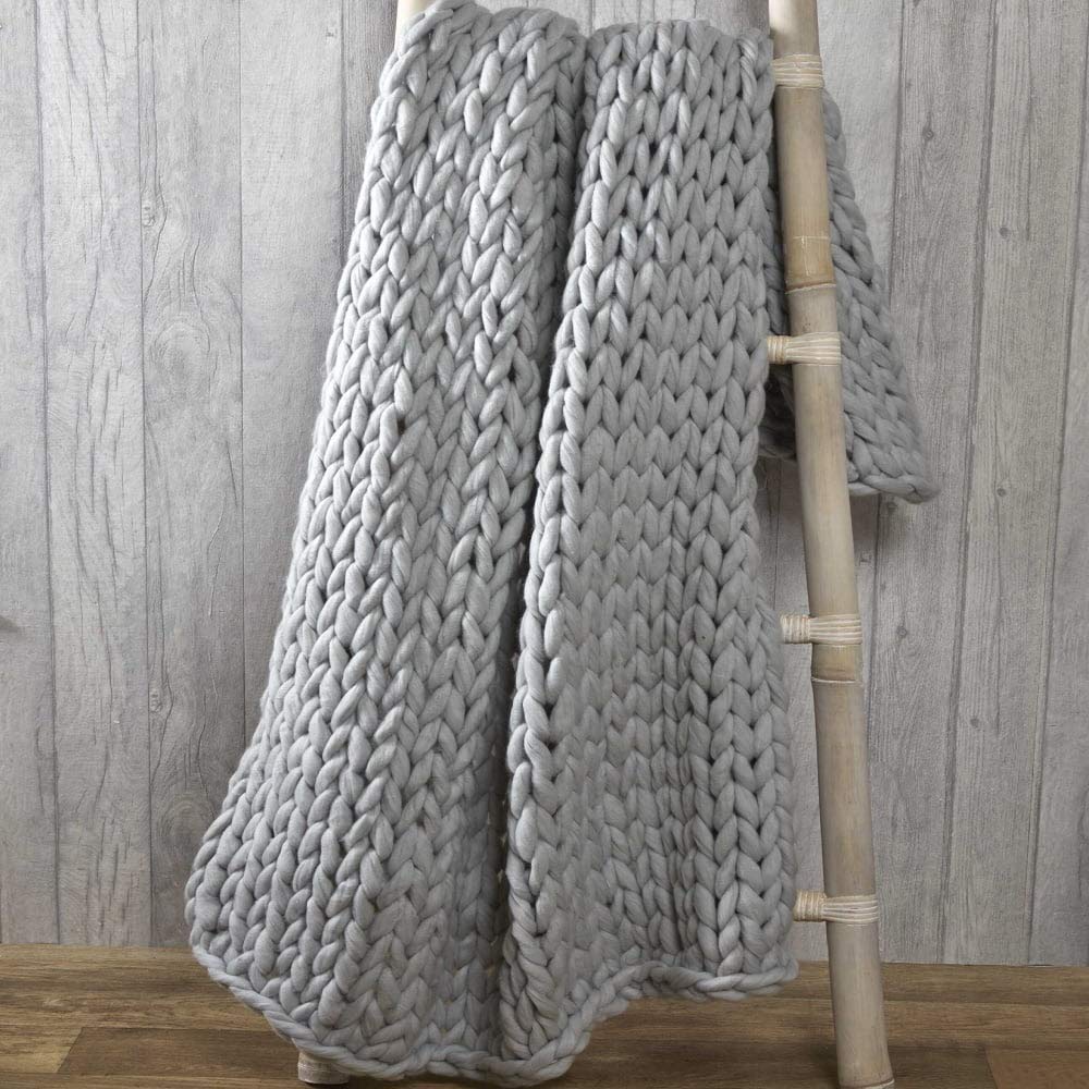 Rapport Home Chunky Hand Knitted Throw Modern Large Soft Sofa Bed Blanket Grey 120 x 150cm