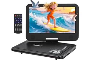 ieGeek Portable DVD Player 12.5", with 10.5" HD Swivel Screen, Car Travel DVD Players 5 Hrs Rechargeable Battery, No Region Restrict Video Player for Kids, Remote Control, Sync TV, USB&SD, Black