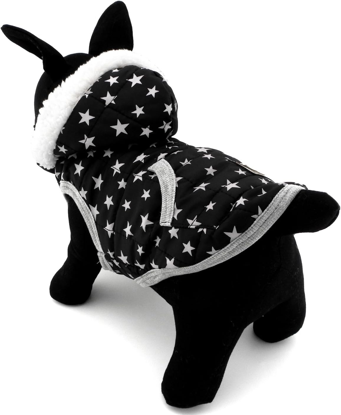Pegasus SELMAI Star Print Vest Winter Small Dog Coat Puppy Clothes Pet Cat Hoodies Jacket Fleece Cashmere Black Medium - Image 3