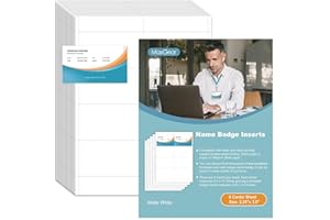 MaxGear 320 Name Badge Inserts Badge Labels, 2.25" x 3.5" Printable Name Tags Insert, Personalized Insert Badges Refill, Custom Card Paper Compatible with Laser/Inkjet Printer, Office, White