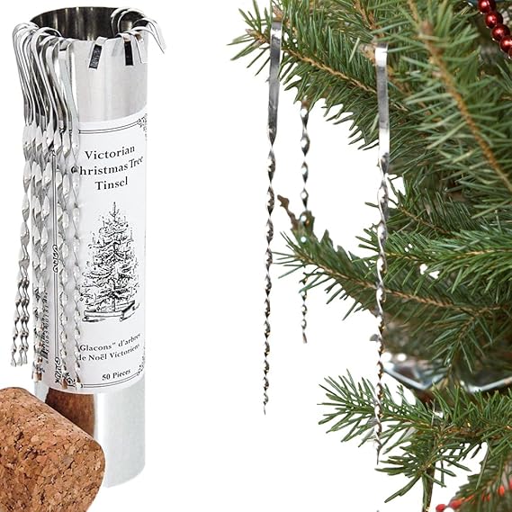 Victorian Christmas Tree Tinsel Handmade Tin Icicles Ornaments in