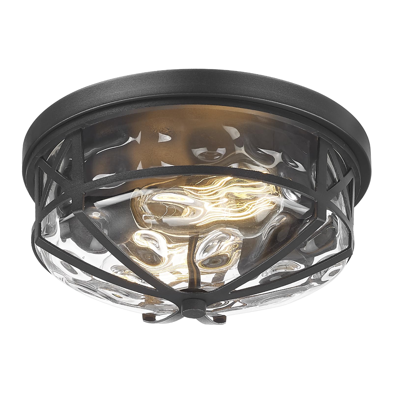 Photo 1 of Darkaway 15inch Ceiling Light Fixtures Large Flush Mount Light Fixtures with Water Ripple Glass Shade, Indoor Outdoor Ceiling Light for Kitchen Bathroom Bedroom Hallway Entry Porch