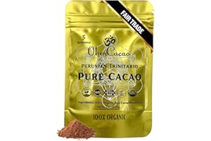 OHM CACAO Ohm Pure Cacao Powder | Unsweetened Ceremonial Grade Cacao Powder | Natural Source of Magnesium & Iron | Organic Chocolate Baking Powder/Drink Mix (1oz Raw Cacao)