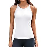 ATTRACO Women Workout Tank Tops with Built in Bra Crew Neck Basic Ribbed Tank Top Racerback Athletic Camisole Seamless