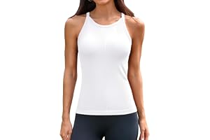 ATTRACO Ribflex Workout Tank Tops with Built in Bra Ribbed Racerback Tanks | Sewn in Bra, Ribbed, Seamless, Racerback, Fitted, Workout, Athletic, Compression, Yoga, Gym, Running, Summer, Cute