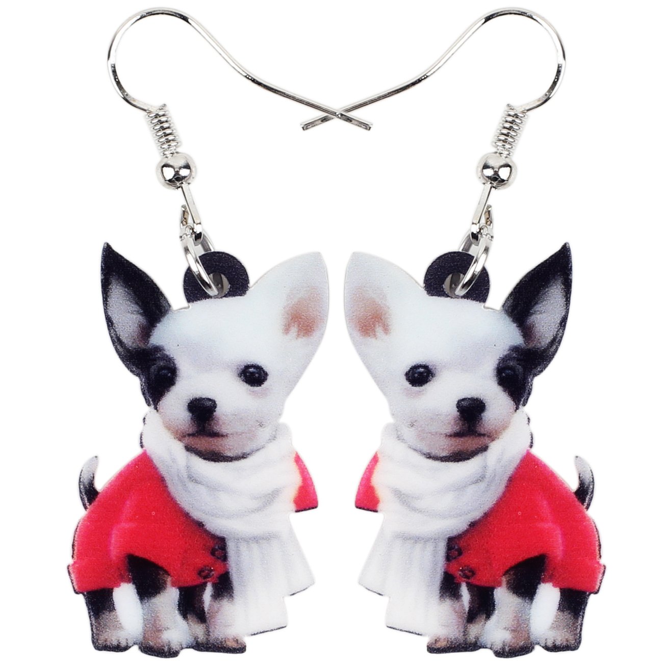 BONSNY Acrylic Drop Dangle Chihuahua Dog Earrings Jewelry For Women Gift Charms (Red)