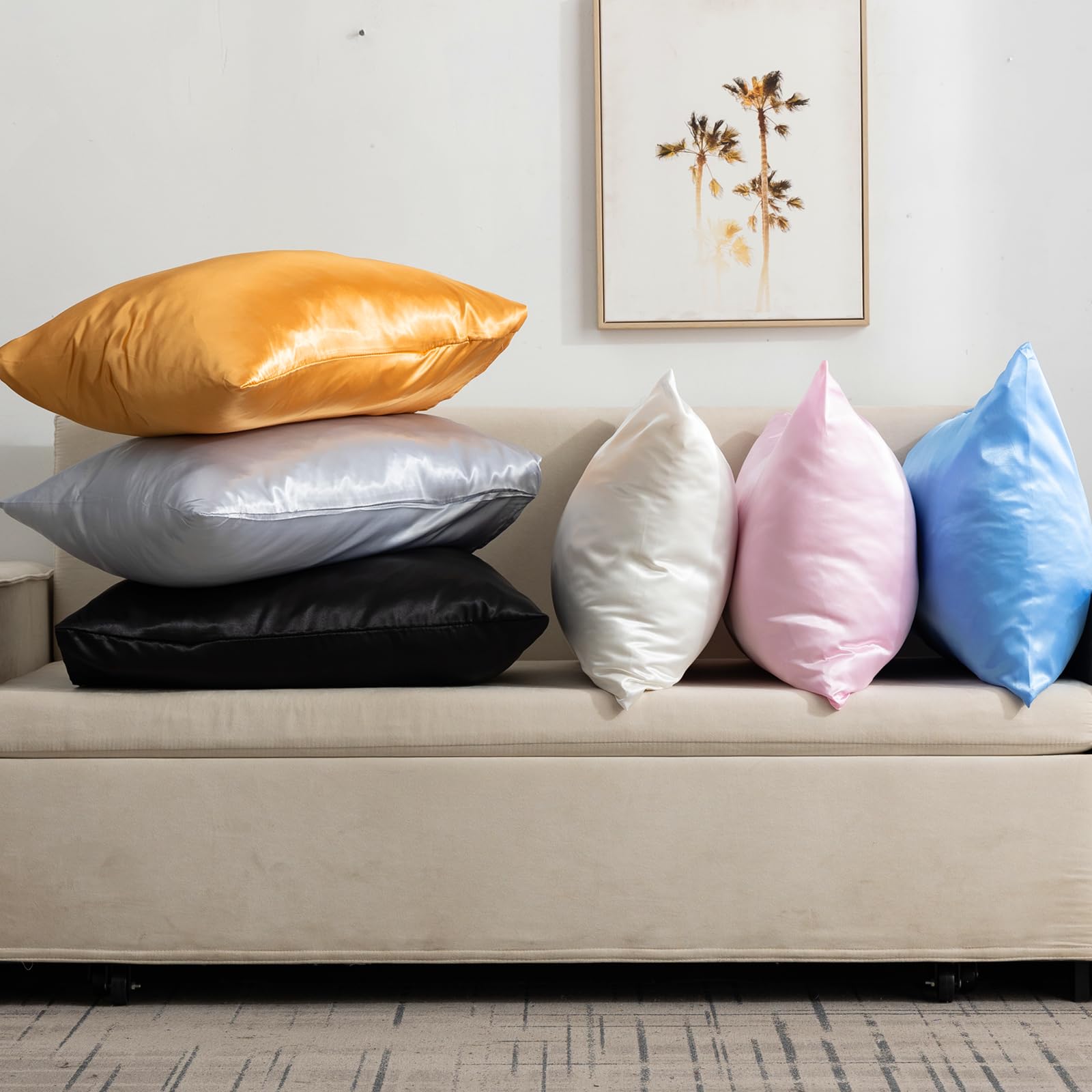 Satin Pillowcases Standard Set of 2 - Silk Soft Pillow Cases for Hair and Skin 20x26 inches,Gold Satin Pillow Covers 2 Pack with Envelope Closure for Home,School, Hotel - Image 7