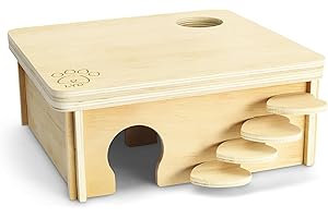 L Y D LYD Multi Chamber Wooden Hamster, Syrian, mice, Gerbils or Other Small Animal hideouts Maze and Tunnel with a Ladder and a Removable lid Hamster Hide Home cage Hideout