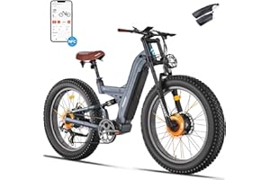 FREESKY Warrior PRO Peak 2800w Dual Motor Electric Bike for Adults with APP Control, 38+mph 48V 25Ah Samsung Cells Battery Electirc Mountain Bike, Full Suspension Fat Tire E Bike, Off-Road E Bicycle