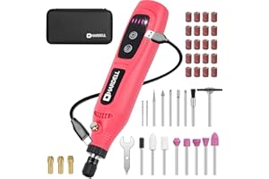 HARDELL Mini Cordless Rotary Tool, 5-Speed Rotary Tool Kit with 43 Accessories, Type-C Charging Power Rotary Tool for Engraving, Sanding, Polishing, Drilling, Grinding, Small DIY Crafts (Pink）