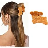 Cute Dog Claw Clips Yellow Cute Hair Clip Funny Medium Hair Claw Cute Acrylic Clip Animal Shape Hair Barrettes Strong Hold Non Slip Puppy Hair Jaw Clips for Women and Girl Daily Hair Accessories 1Pcs