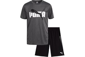 PUMA Boys' Active Shorts Set - 2 Piece Dry Fit T-Shirt and Performance Gym Shorts - Activewear Clothing Set for Boys (S-L)