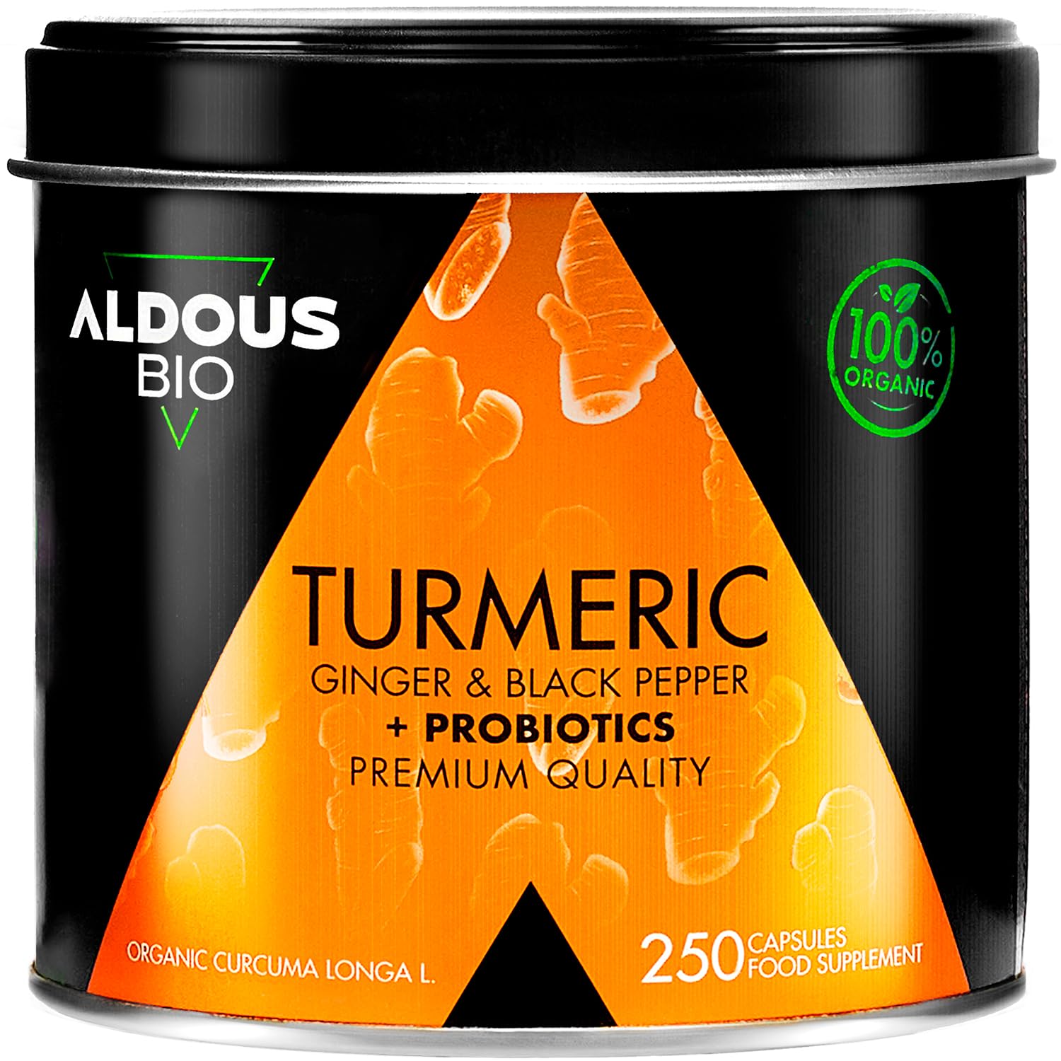Organic Turmeric and Black Pepper Capsules + PROBIOTICS & Ginger - 250 Capsules (4 Month Supply) 1460mg Turmeric Tablets - Anti-Inflammatory, Joint Pain Relief Turmeric Capsules High Strength