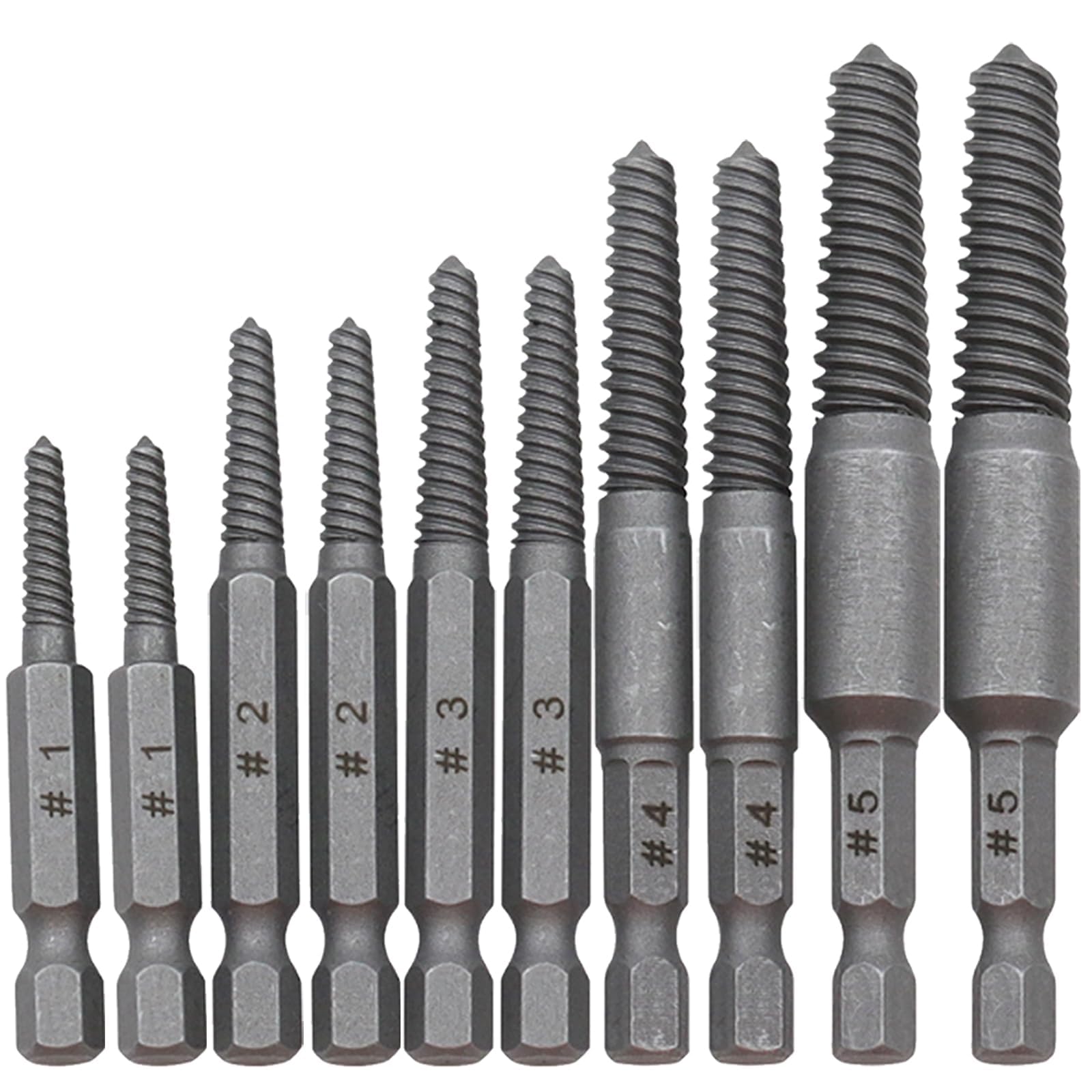 Yuiturt 10 Pcs Screw Extractor Drill Bit Set, 1/4 Inch Hex Shank Screw Remover and Extractor, Quick Stripped Damaged Screw Removal Tool，Easy Out Bolt Stud Extractors for Removing Broken Rusty Screws