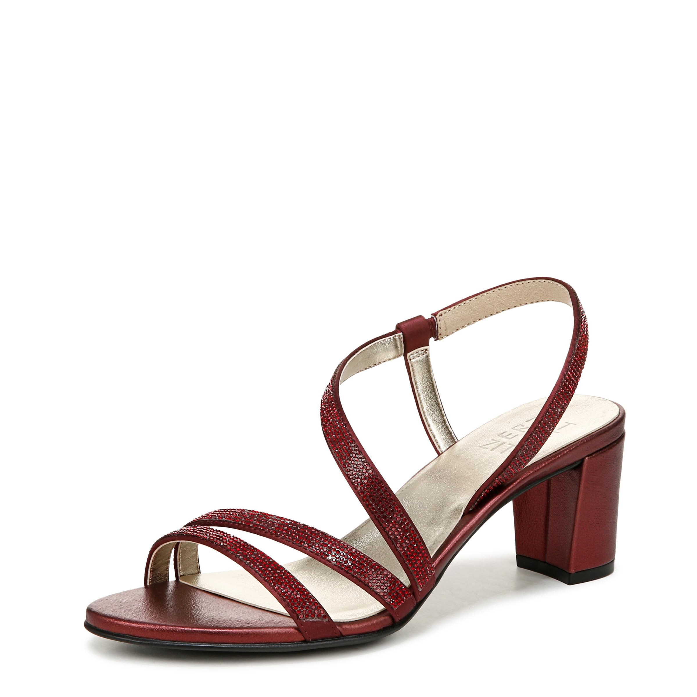 Naturalizer Womens Vanessa2 Rhinestone Embellished Strappy Heeled Sandal Cranberry Red 6.5 M