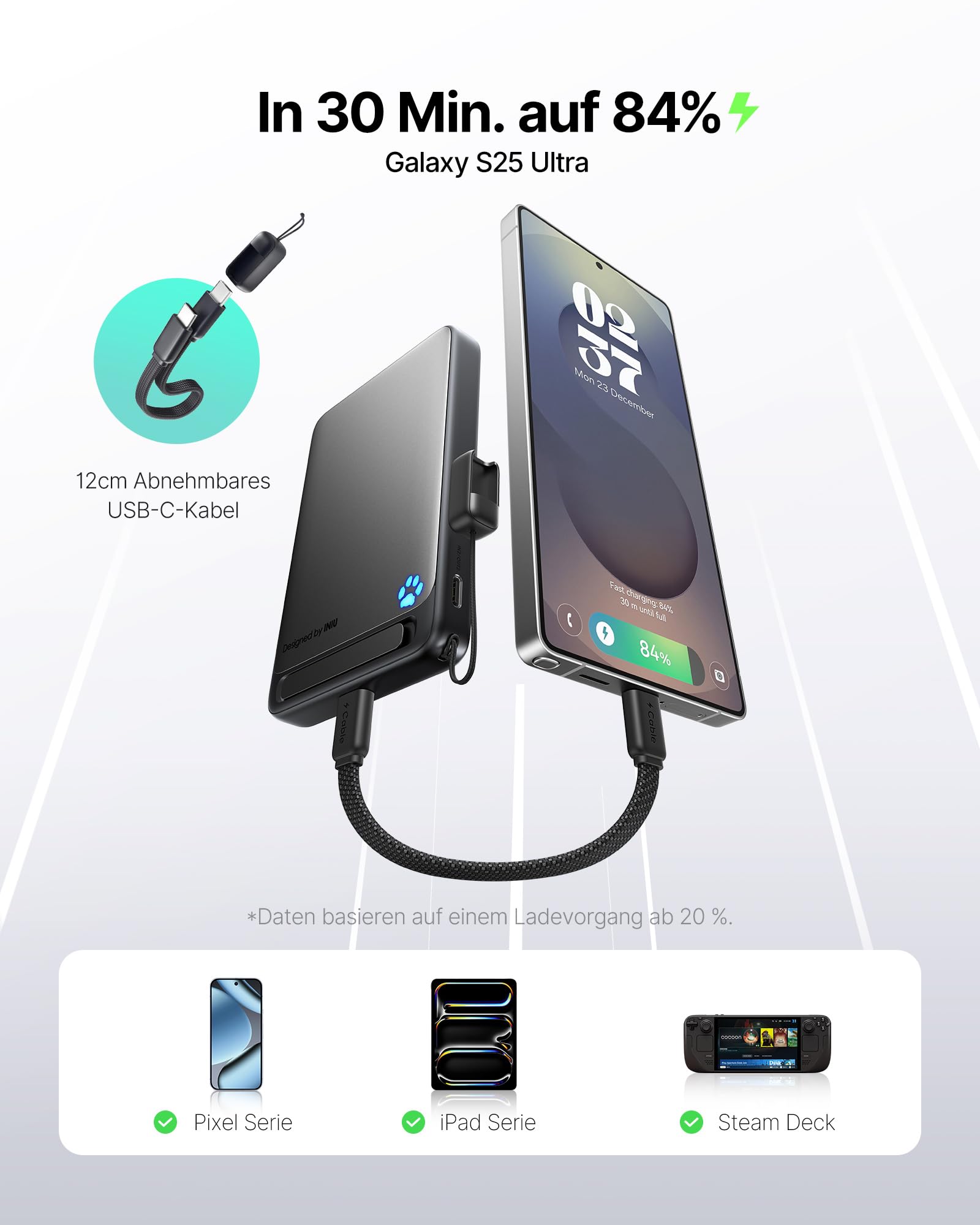 INIU Ultra-schlank 10000mAh Power Bank für MagSafe, Original Qi2-zertif. Wireless Fast Charging, 45W Externe Akku mit USB C Kabel & Ständer, Reise-Essential Magnetische Akkubank für iPhone 17-12 Serie 4