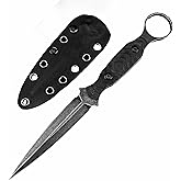 HUAAO Fixed Blade Knife with Kydex Sheath,Razor-Sharp D2 Steel Blade & G10 Handle,Full Tang EDC for Outdoor, Camping, Hiking,Fishing,Gifts for Men