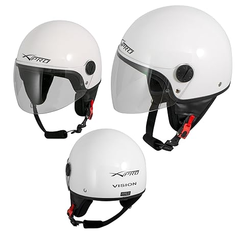 Motorradhelm Motorrad Roller Jet Helm Demi Mit Viser Weiß M