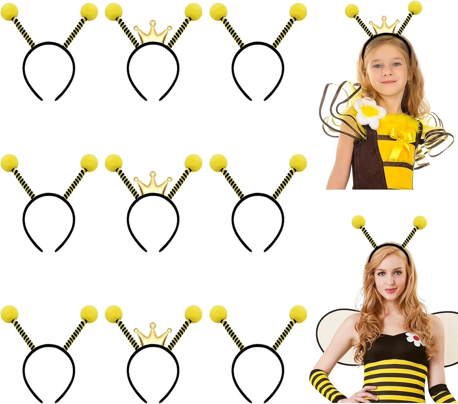 9Pcs Bee Antenna Headband Ladybug Headband Headwear Cosplay Party Favors Gift Birthday Party Supplies Costume Accessories for Kids Adult