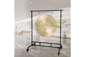 Black Gong Stand for Large & Small Gongs, Portable Gong Chimes Metal Hanger, Wind Gong Stands for Orchestras Percussionists S