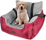 GoFirst Dog Car Seat Small Dogs Cats Booster With Storage Red