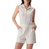 AFITNE Women's Summer Rompers Sleeveless Half Zip 2025 Casual Travel Outfit One Piece Jumpsuit Shorts Romper with Pockets