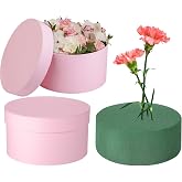 Nuenen Round Gift Boxes with Lids Floral Foam Set for Arrangements, Pink | Wedding Centerpiece Floral Boxes, Flower Arrangements Supplies, for Mother's Day Bridesmaid Wedding